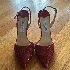 Jimmy Choo Red Sparkly Stilettos